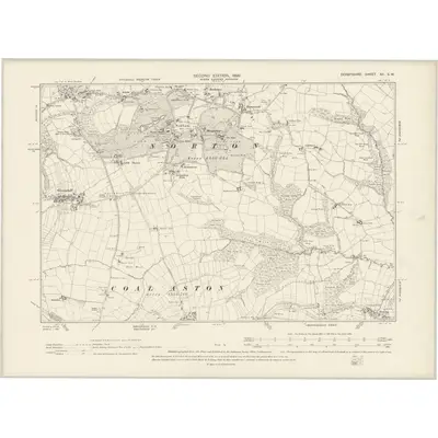 1875 Map of Derbyshire XII.SW, 1899 Print
