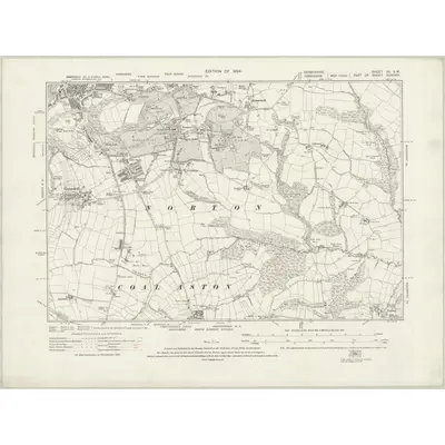 1915 Map of Derbyshire XII.SW, 1924 Print