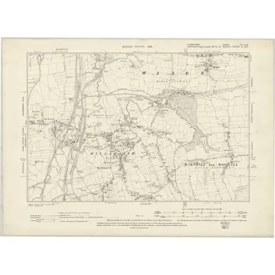 1896 Map of Derbyshire XIII.SW, 1899 Print