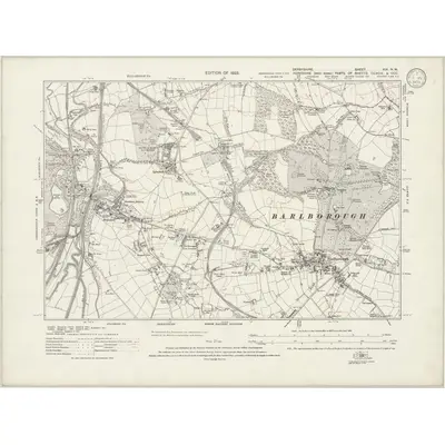 1914 Map of Derbyshire XIX.NW, 1933 Print