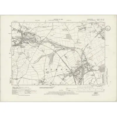 1914 Map of Derbyshire XIX.SE, 1934 Print