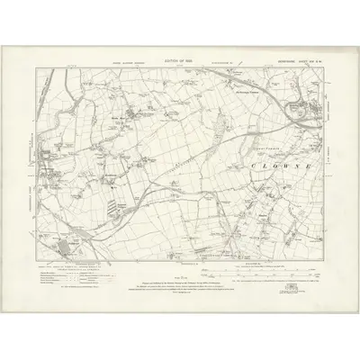 1914 Map of Derbyshire XIX.SW, 1923 Print