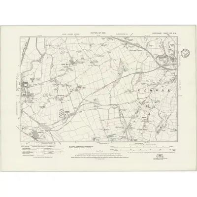 1914 Map of Derbyshire XIX.SW, 1935 Print