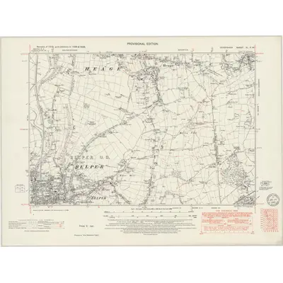 1938 Map of Derbyshire XL.SW, 1949 Print