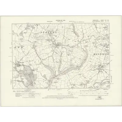 1920 Map of Derbyshire XLII.NE, 1924 Print