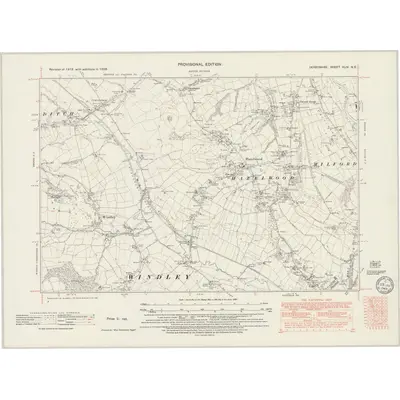 1938 Map of Derbyshire XLIV.NE, 1949 Print