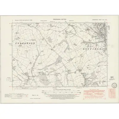 1938 Map of Derbyshire XLIV.SE, 1949 Print