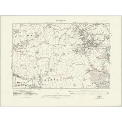 1913 Map of Derbyshire XLV.NE, 1921 Print