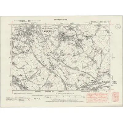 1938 Map of Derbyshire XLVI.NW, 1947 Print
