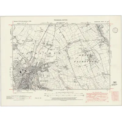 1938 Map of Derbyshire XV.SW, 1946 Print