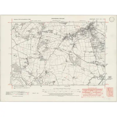 1938 Map of Derbyshire XVIII.NE, 1946 Print
