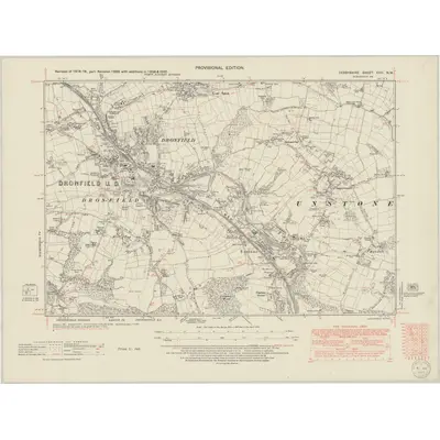 1945 Map of Derbyshire XVIII.NW, 1950 Print