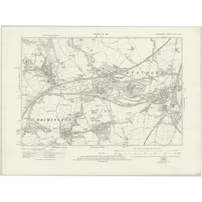 1914 Map of Derbyshire XVIII.SE, 1921 Print