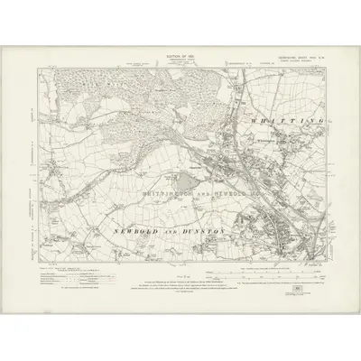 1914 Map of Derbyshire XVIII.SW, 1921 Print