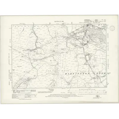 1897 Map of Derbyshire XXI.NE, 1937 Print