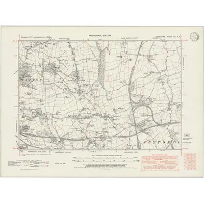 1938 Map of Derbyshire XXV.NE, 1946 Print