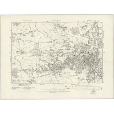 1914 Map of Derbyshire XXV.NW, 1921 Print