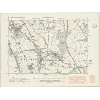 1938 Map of Derbyshire XXV.SE, 1946 Print