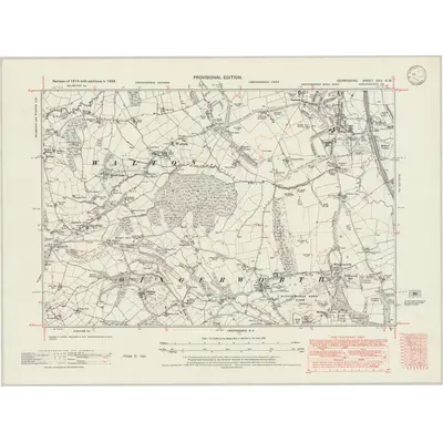 1938 Map of Derbyshire XXV.SW, 1946 Print