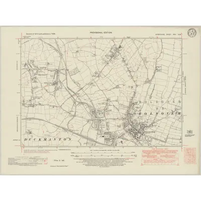 1938 Map of Derbyshire XXVI.NW, 1948 Print