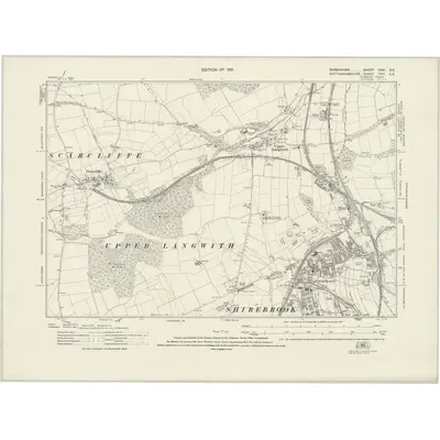 1914 Map of Derbyshire XXVI.SE, 1921 Print