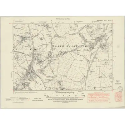 1938 Map of Derbyshire XXX.NE, 1949 Print