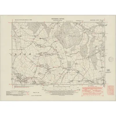 1938 Map of Derbyshire XXX.NW, 1948 Print