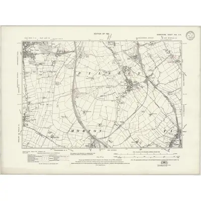 1914 Map of Derbyshire XXX.SE, 1933 Print
