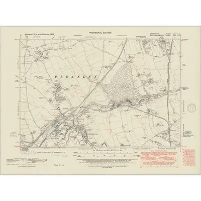 1938 Map of Derbyshire XXXI.NE, 1948 Print