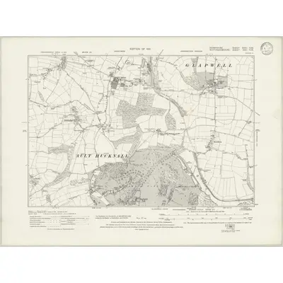 1914 Map of Derbyshire XXXI.NW, 1933 Print
