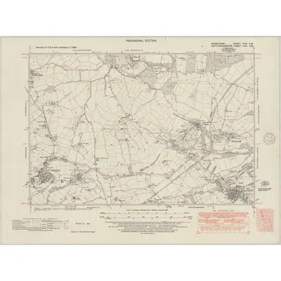 1938 Map of Derbyshire XXXI.SW, 1948 Print