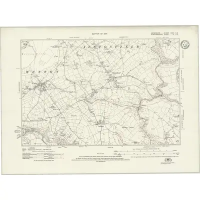 1920 Map of Derbyshire XXXII.SE, 1924 Print