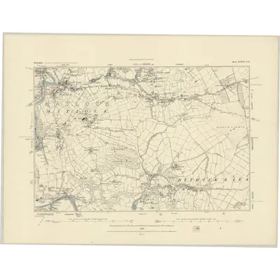 1879 Map of Derbyshire XXXIV.NE, 1884 Print