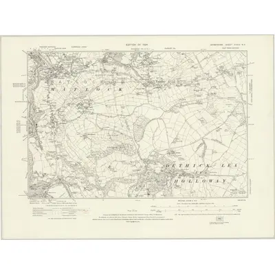 1920 Map of Derbyshire XXXIV.NE, 1924 Print