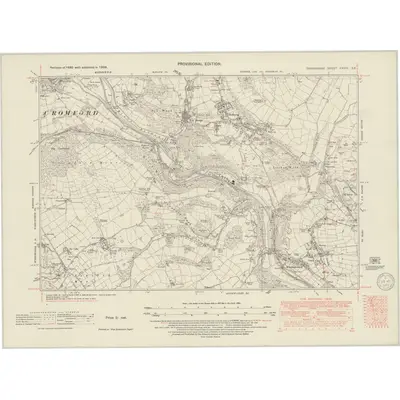 1938 Map of Derbyshire XXXIV.SE, 1949 Print