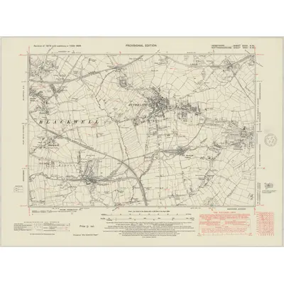 1938 Map of Derbyshire XXXVI.NW, 1948 Print