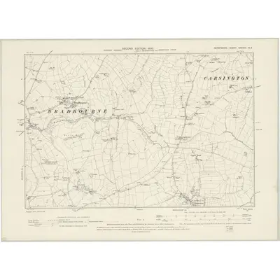 1898 Map of Derbyshire XXXVIII.NE, 1900 Print