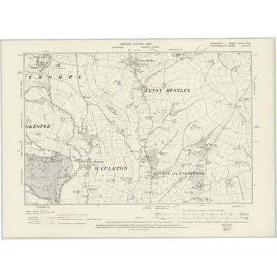 1898 Map of Derbyshire XXXVIII.SW, 1900 Print