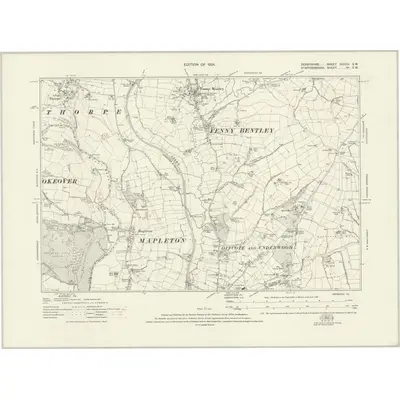 1920 Map of Derbyshire XXXVIII.SW, 1924 Print