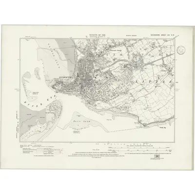 1933 Map of Devonshire CIII.NW, 1936 Print
