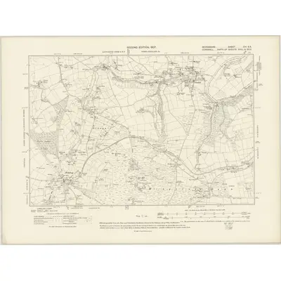 1905 Map of Devonshire CIV.SE, 1907 Print