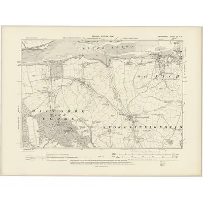 1904 Map of Devonshire CX.SW, 1906 Print