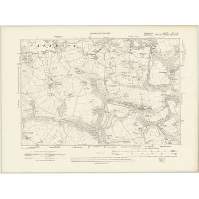 1905 Map of Devonshire CXI.NW, 1907 Print