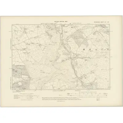 1904 Map of Devonshire CXII.SW, 1907 Print
