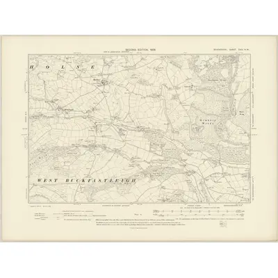 1904 Map of Devonshire CXIV.NW, 1906 Print