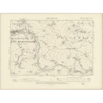 1904 Map of Devonshire CXIV.SE, 1906 Print