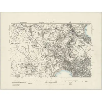 1887 Map of Devonshire CXVI.SW, 1889 Print