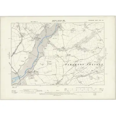 1892 Map of Devonshire CXVII.NE, 1896 Print