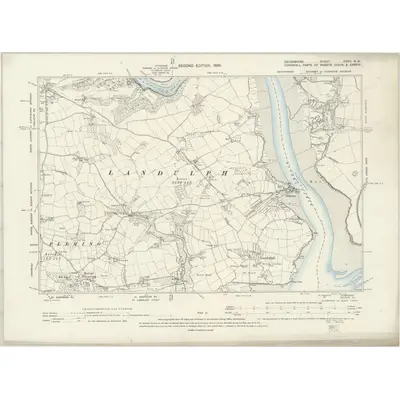 1892 Map of Devonshire CXVII.NW, 1896 Print