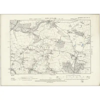 1892 Map of Devonshire CXVII.SE, 1896 Print
